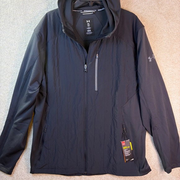 Under Armour ColdGear Reactor Jacket Mens 3XL Black Hooded Full Zip 1348020 NEW